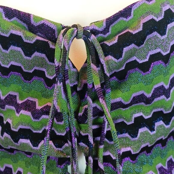 Zara Only one metallic multicolored long sleeve boho mini dress size small - Picture 4 of 12